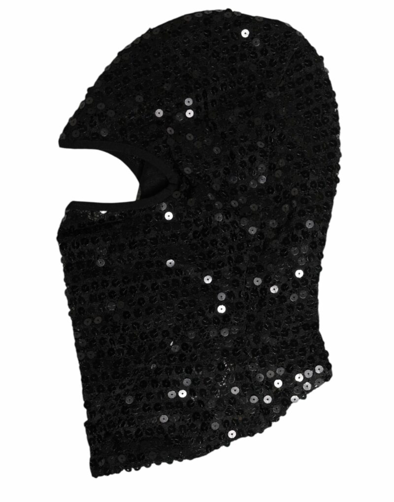 Dolce & Gabbana Black Sequined Nylon Ski Mask Balaclava Hat - Image 2