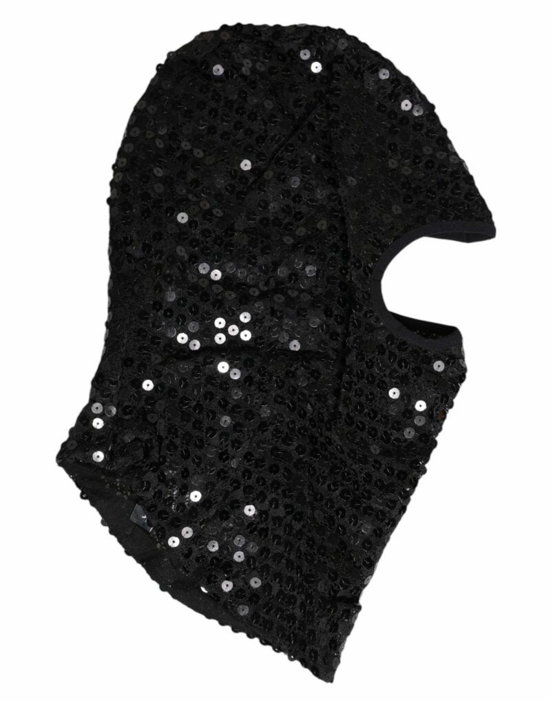 Dolce & Gabbana Black Sequined Nylon Ski Mask Balaclava Hat - Image 3