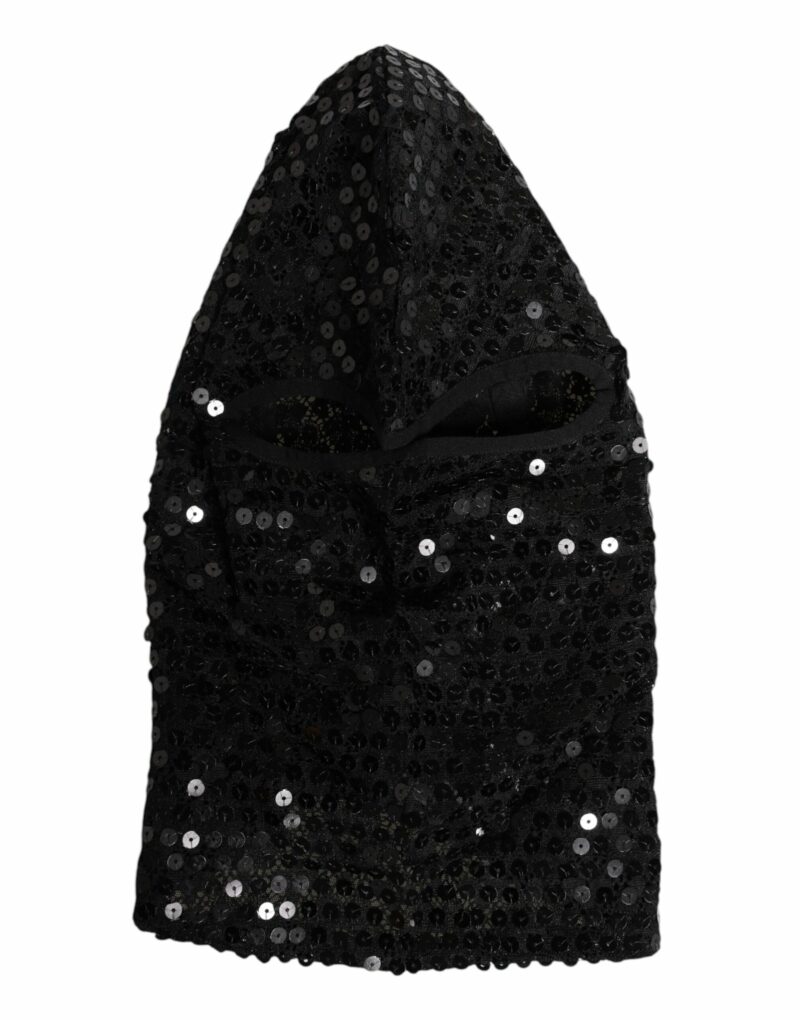 Dolce & Gabbana Black Sequined Nylon Ski Mask Balaclava Hat - Image 4