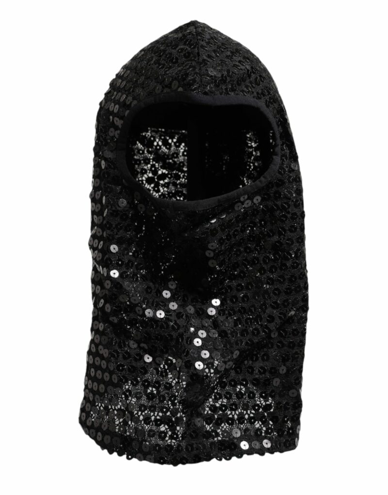 Dolce & Gabbana Black Sequined Nylon Ski Mask Balaclava Hat - Image 6