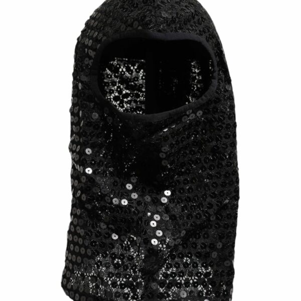 Dolce & Gabbana Black Sequined Nylon Ski Mask Balaclava Hat