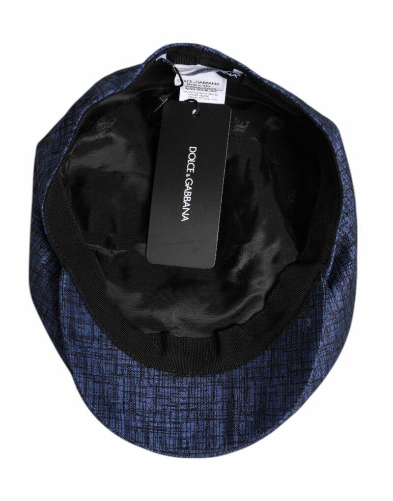 Dolce & Gabbana Blue Cotton Stretch Newsboy Hat - Image 6