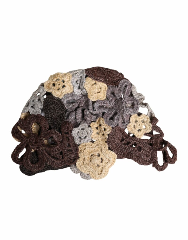 Dolce & Gabbana Multicolor Floral Silk Crochet Beanie Hat - Image 2