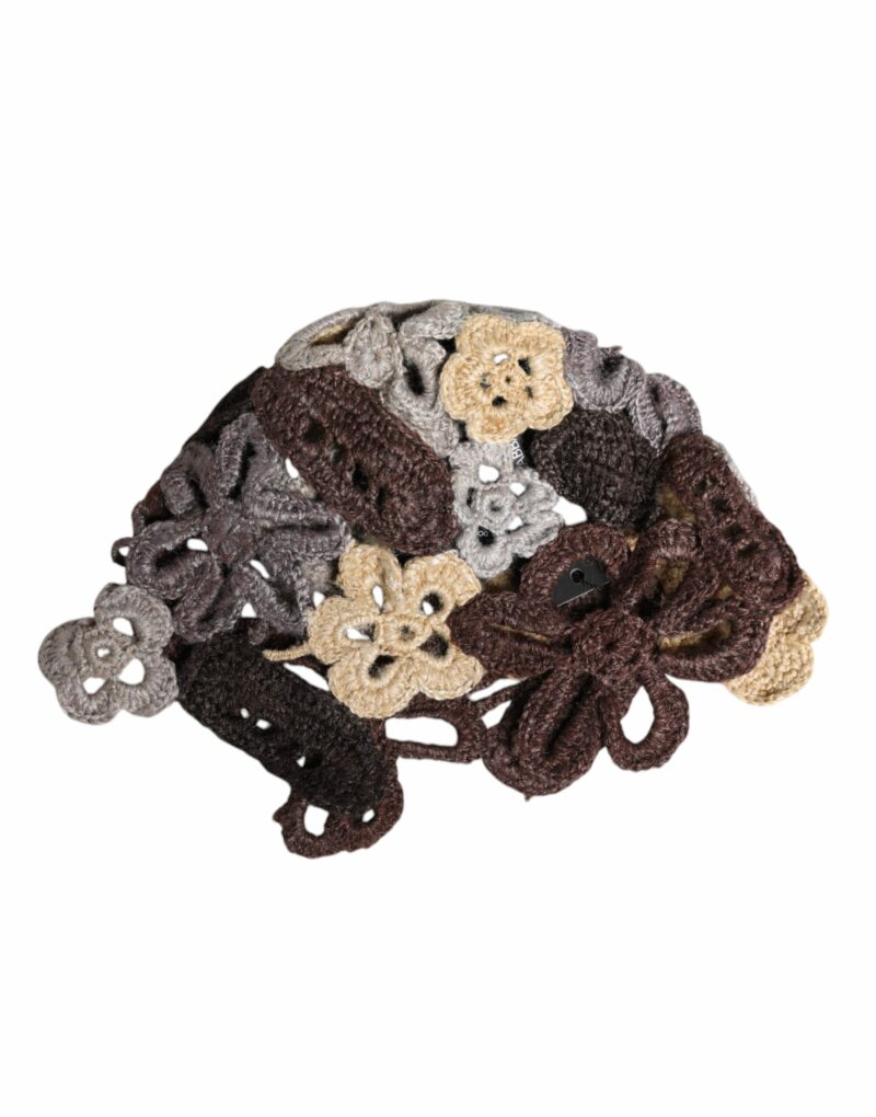 Dolce & Gabbana Multicolor Floral Silk Crochet Beanie Hat - Image 3