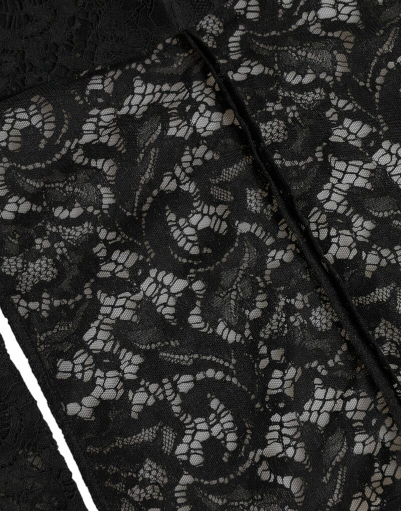 Dolce & Gabbana Black Floral Lace Whole Head Wrap Hat - Image 3