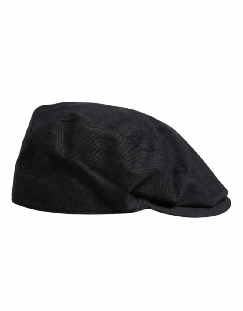 Dolce & Gabbana Black Cotton Newsboy Capello Cabbie Hat - Image 4