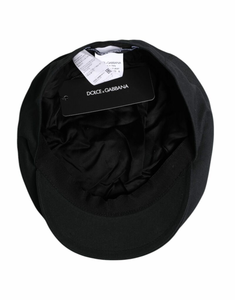 Dolce & Gabbana Black Cotton Newsboy Capello Cabbie Hat - Image 6