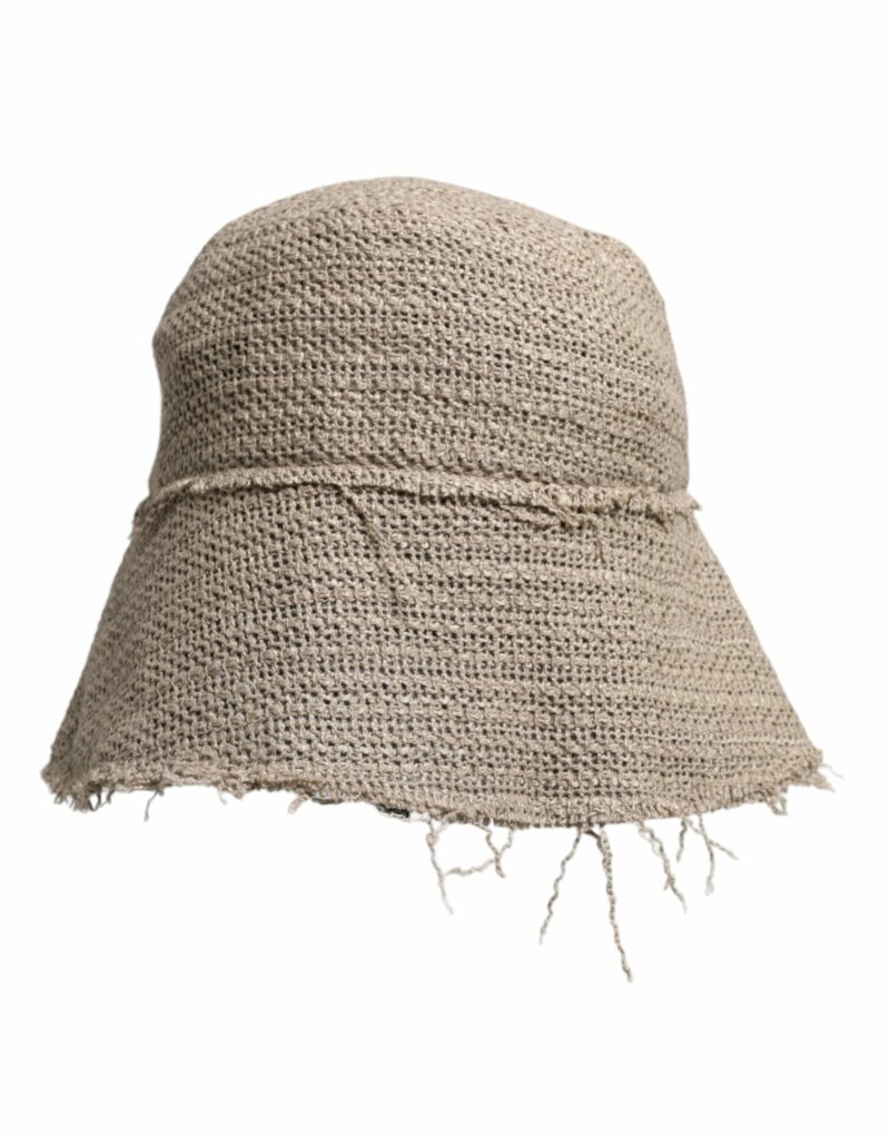 Dolce & Gabbana Beige Linen Wide Brim Bucket Hat - Image 2