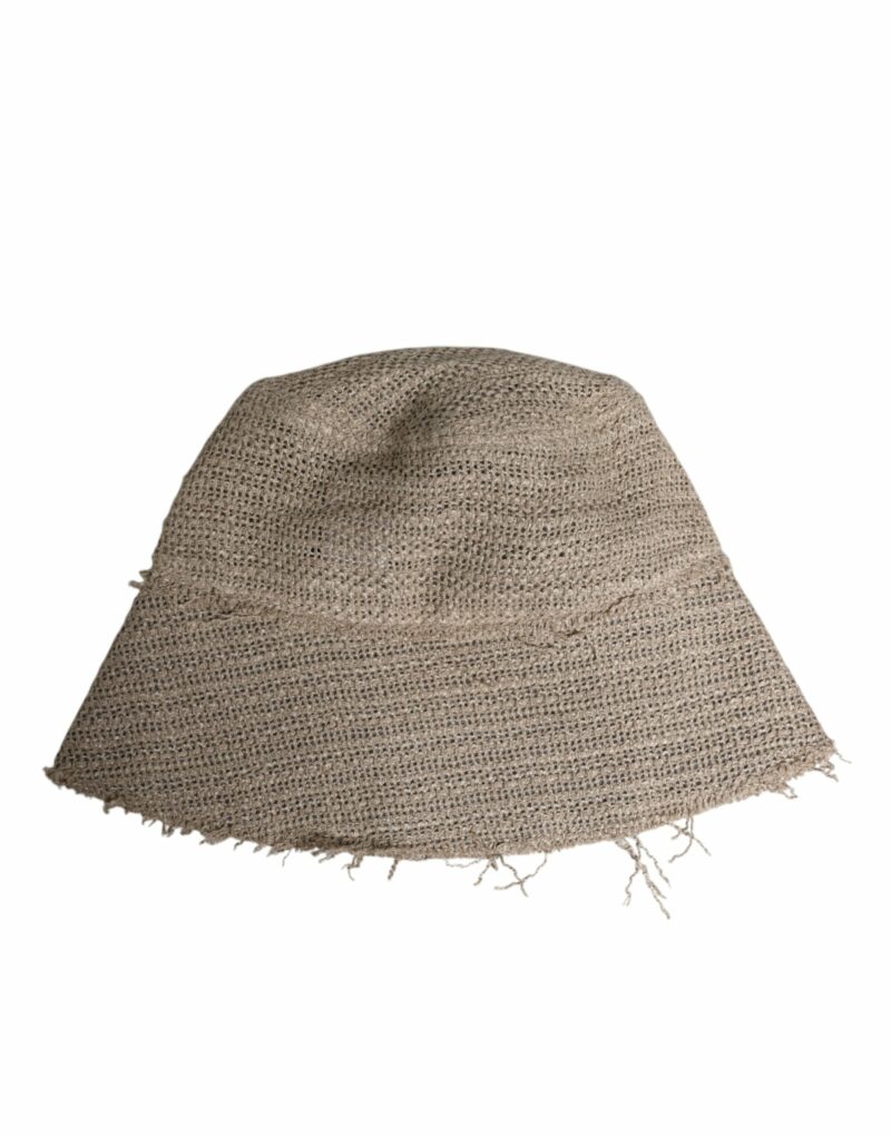 Dolce & Gabbana Beige Linen Wide Brim Bucket Hat - Image 4