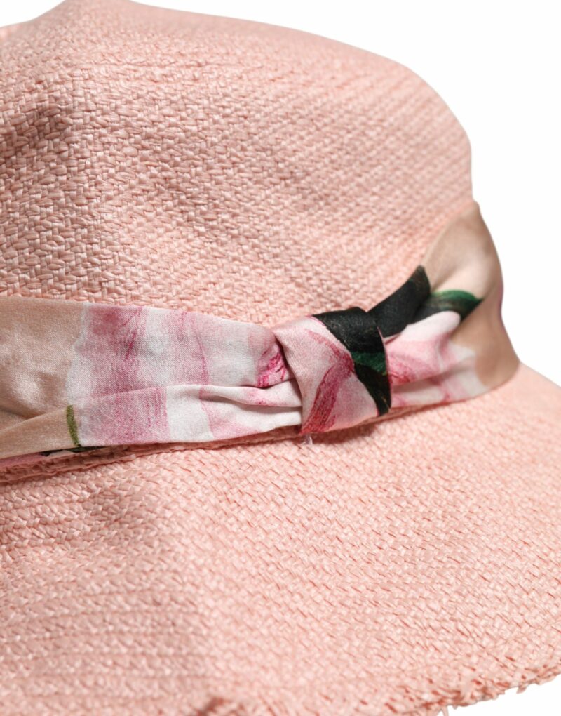 Dolce & Gabbana Pink Cotton Wide Brim Bucket Hat - Image 4