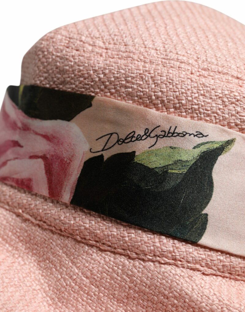 Dolce & Gabbana Pink Cotton Wide Brim Bucket Hat - Image 6