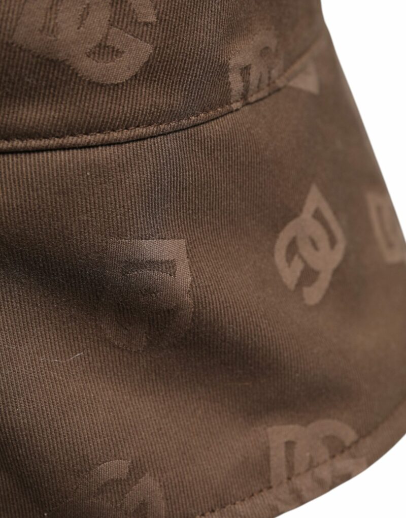 Dolce & Gabbana Brown Logo Monogram Cotton Bucket Cap - Image 5