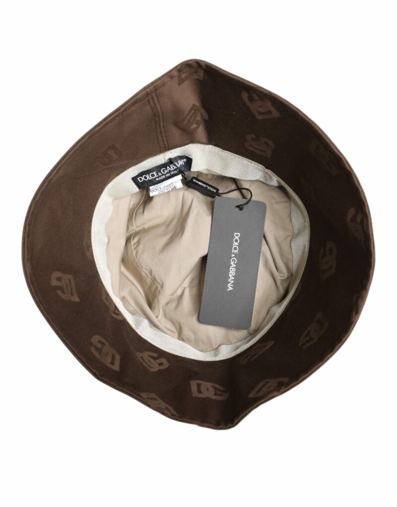 Dolce & Gabbana Brown Logo Monogram Cotton Bucket Cap - Image 6