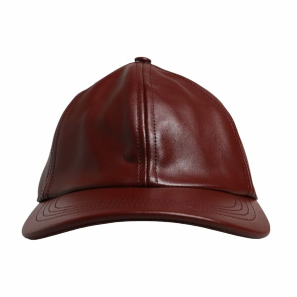 Dolce & Gabbana Maroon Leather 6 Panels Baseball Cap
