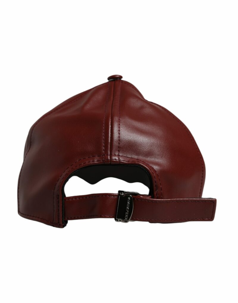 Dolce & Gabbana Maroon Leather 6 Panels Baseball Cap - Image 4