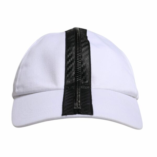 Dolce & Gabbana White Black Cotton Zip Baseball Cap