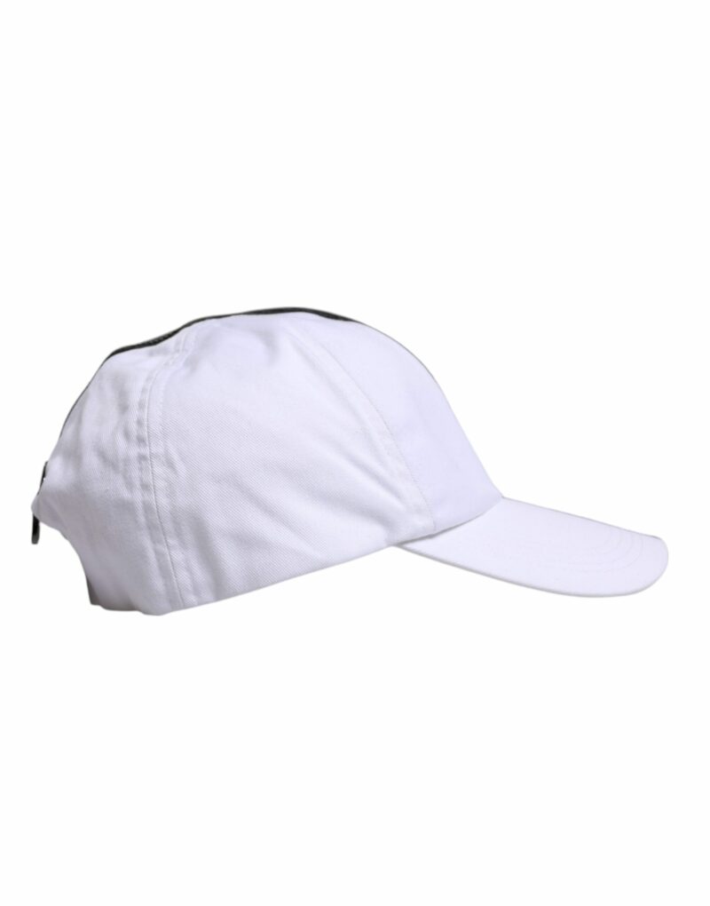Dolce & Gabbana White Black Cotton Zip Baseball Cap - Image 4
