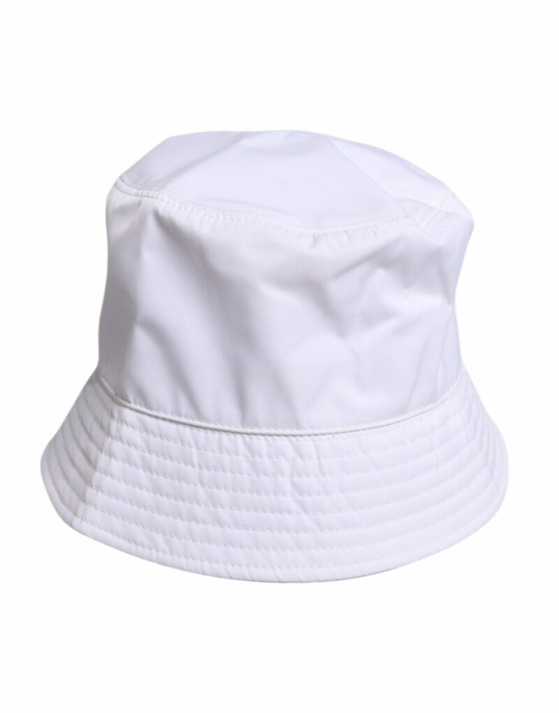 Dolce & Gabbana White Cotton Wide Brim Bucket Hat - Image 4
