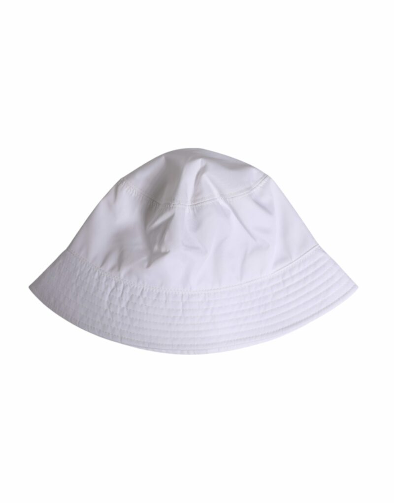 Dolce & Gabbana White Cotton Wide Brim Bucket Hat - Image 6