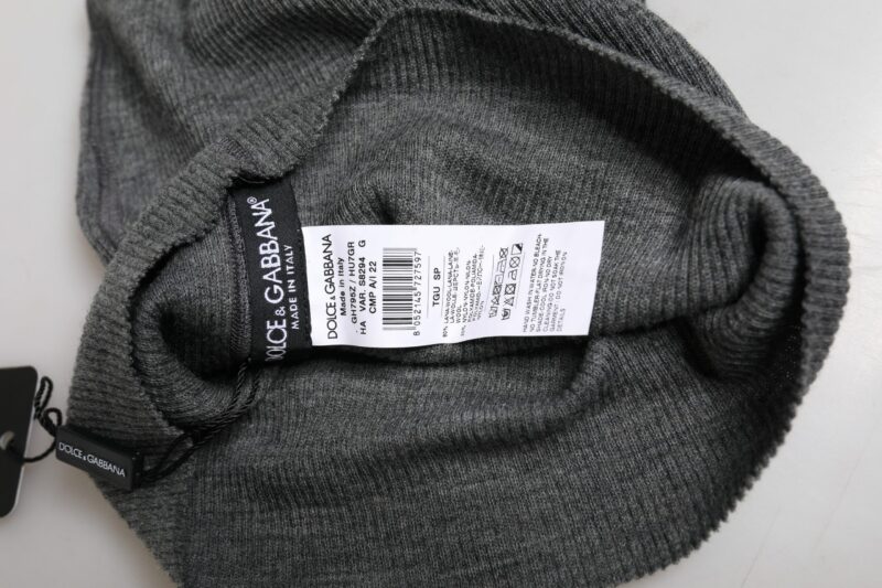 Dolce & Gabbana Gray Wool Blend Knitted Beanie Cap - Image 5