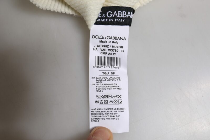 Dolce & Gabbana Beige Wool Blend Knitted Beanie Cap - Image 5