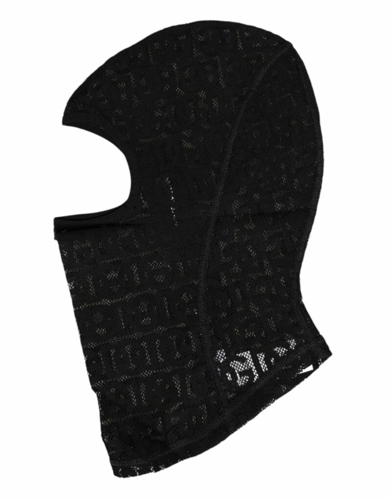 Dolce & Gabbana Black Logo Mesh Cotton Ski Mask Balaclava Hat - Image 2