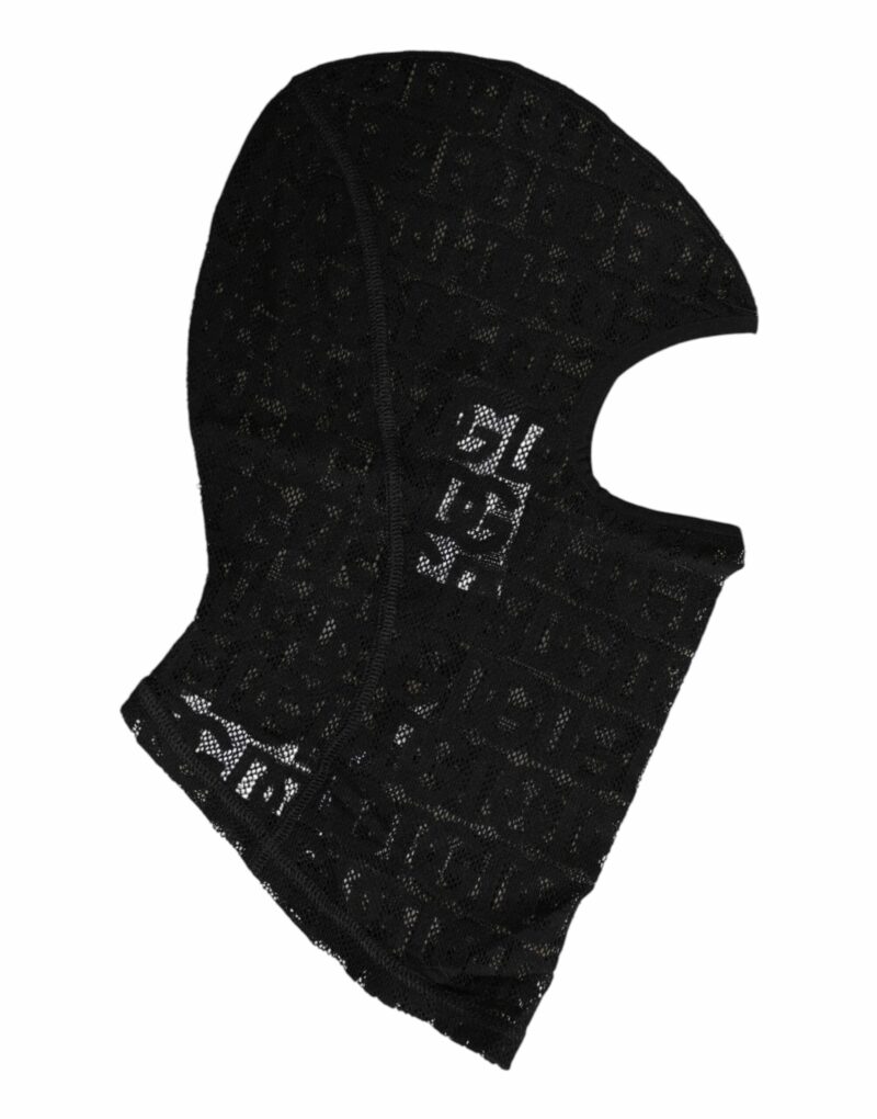 Dolce & Gabbana Black Logo Mesh Cotton Ski Mask Balaclava Hat - Image 3