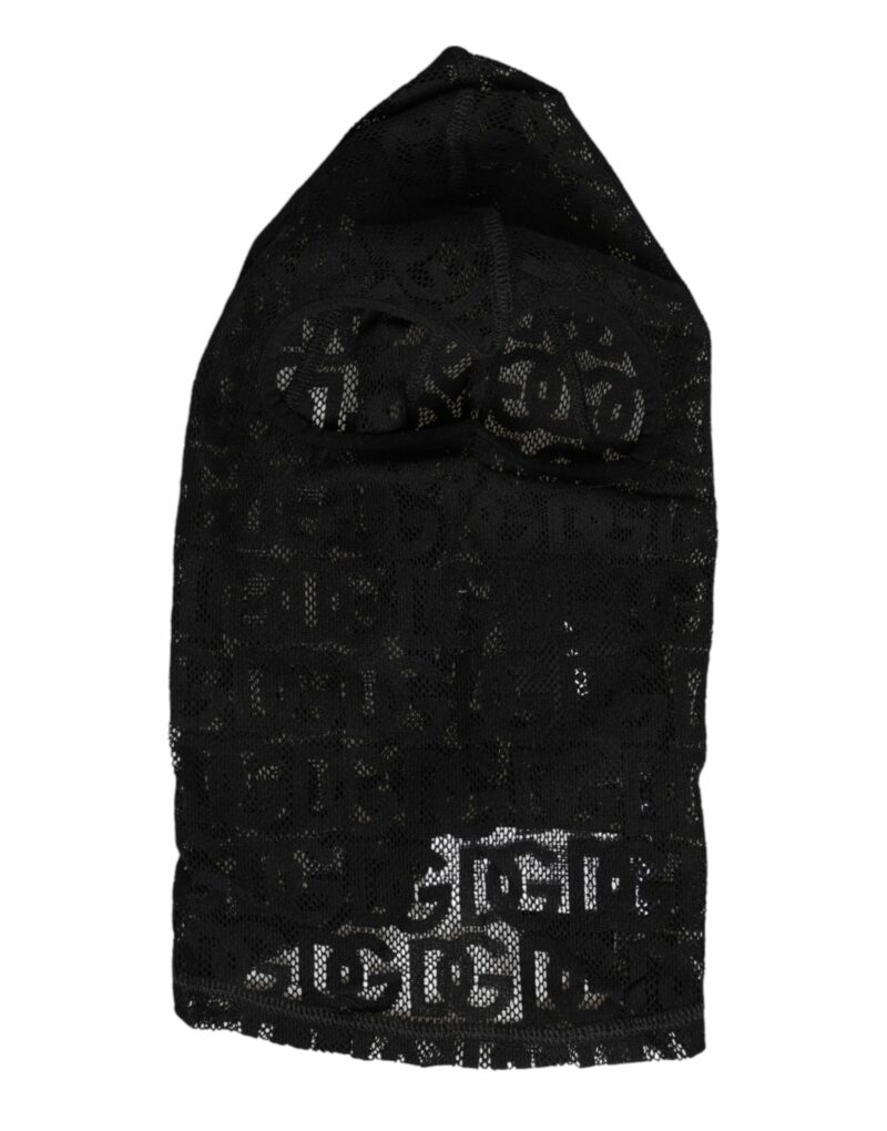 Dolce & Gabbana Black Logo Mesh Cotton Ski Mask Balaclava Hat - Image 4