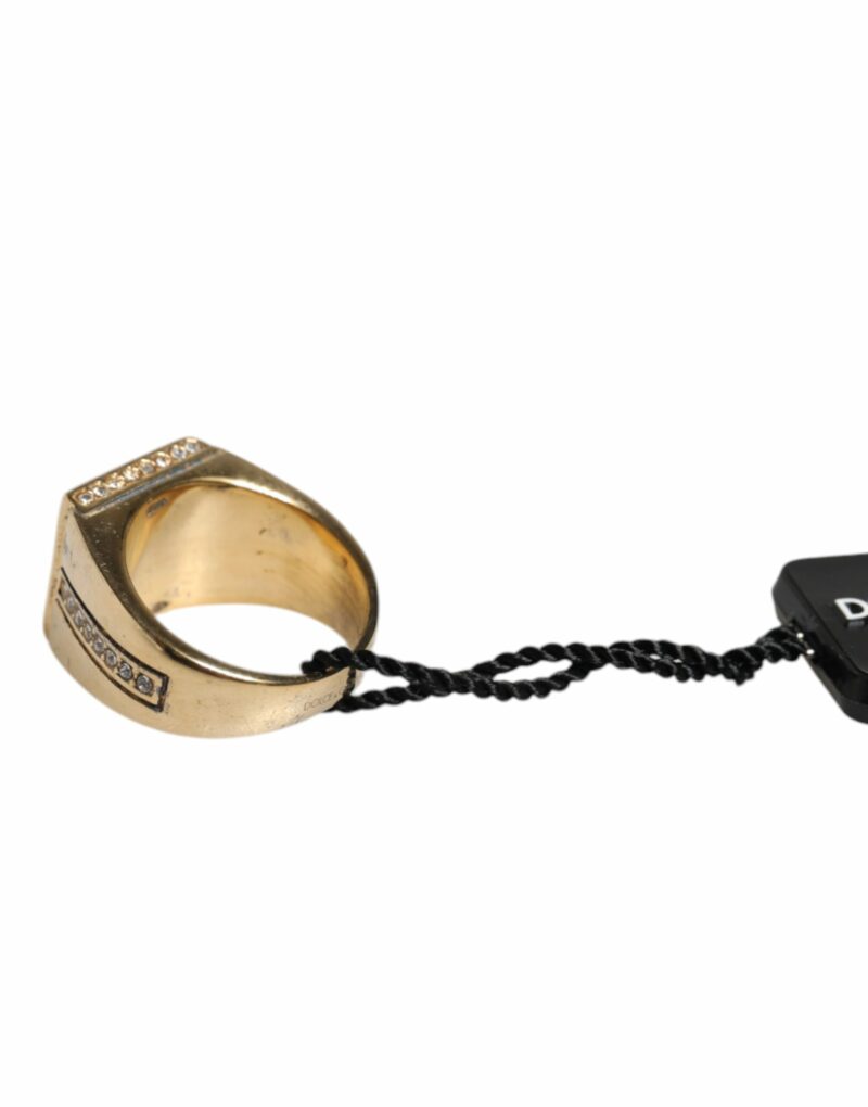 Dolce & Gabbana Gold Tone Sterling Silver 925 Crystals Ring - Image 5