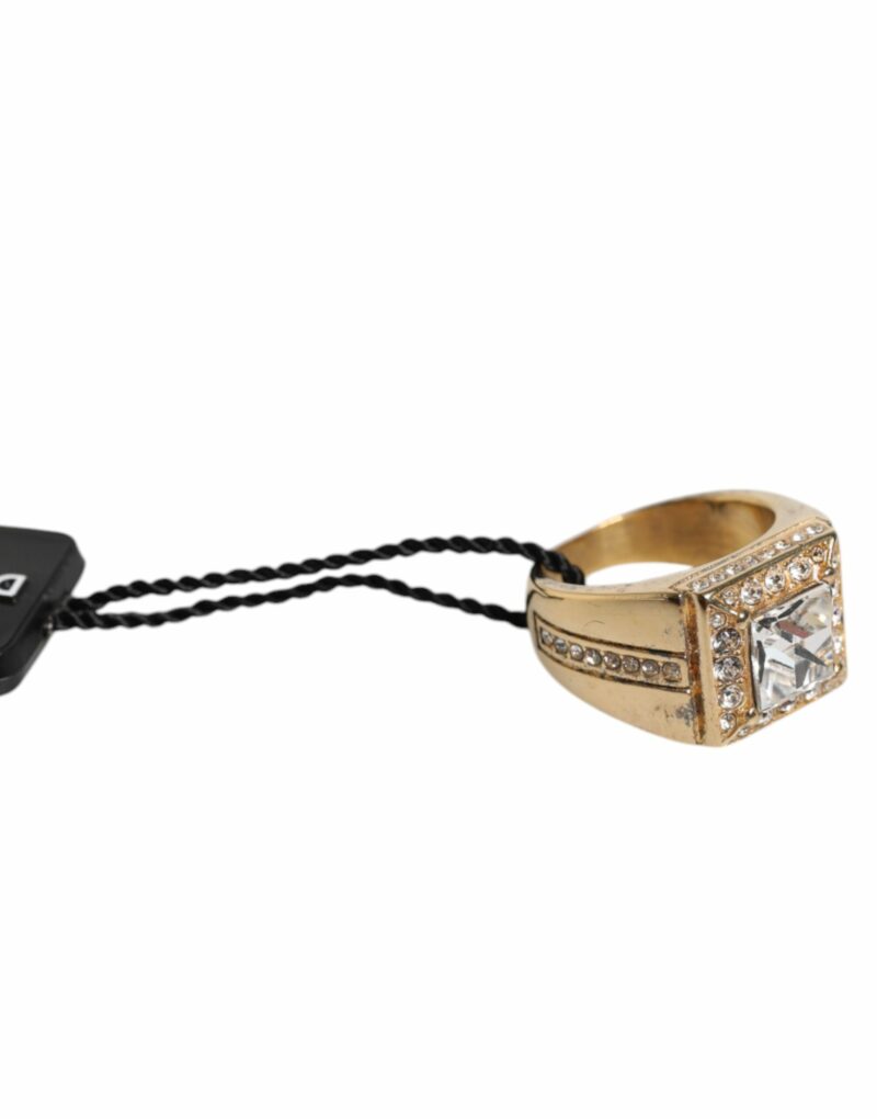 Dolce & Gabbana Gold Tone Sterling Silver 925 Crystals Ring - Image 6
