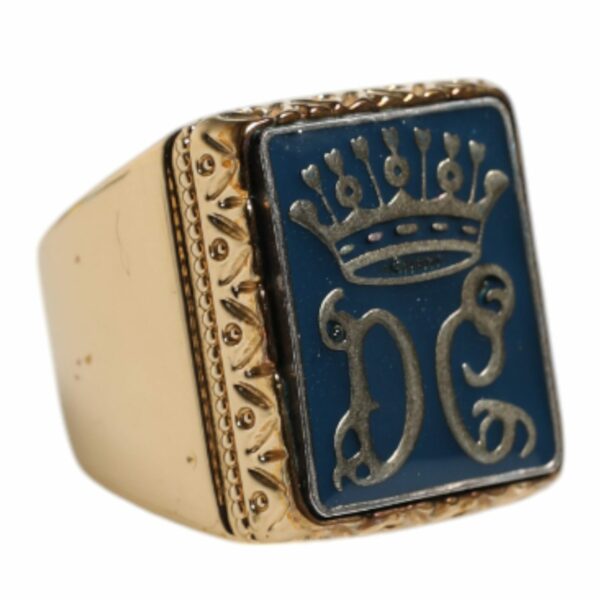 Dolce & Gabbana Gold Tone Sterling Silver 925 DG Crown Adjustable Ring