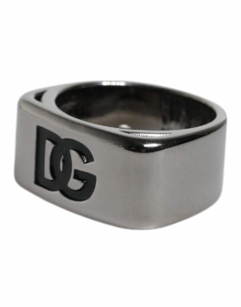 Dolce & Gabbana Silver Tone Brass Anello DG Logo Ring - Image 4