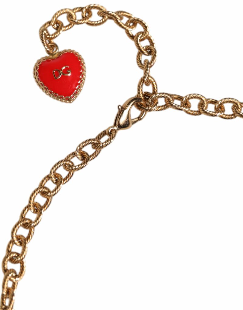 Dolce & Gabbana Gold Brass Chain Floral Sicily Charms Statement Necklace - Image 4