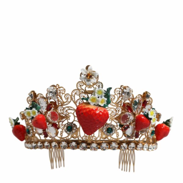 Dolce & Gabbana Multicolor Floral Strawberry Crystal Embellished Tiara