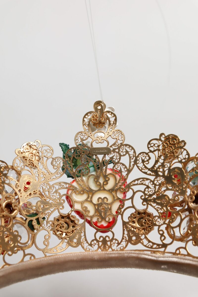 Dolce & Gabbana Multicolor Floral Strawberry Crystal Embellished Tiara - Image 6