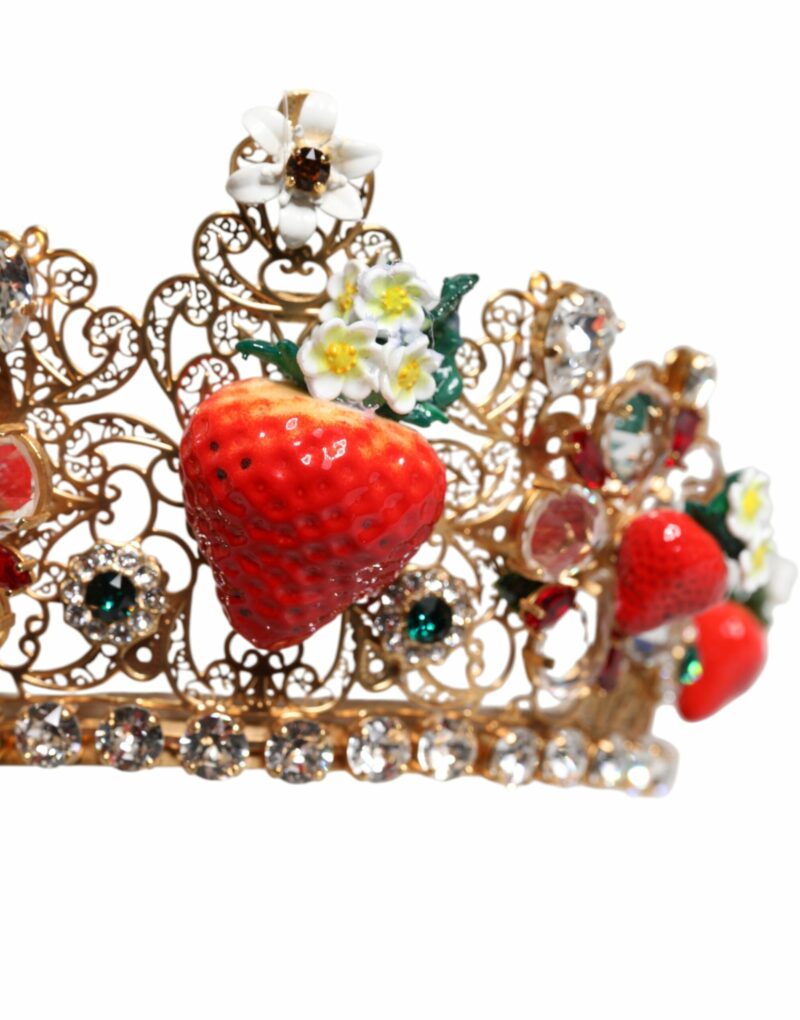 Dolce & Gabbana Multicolor Floral Strawberry Crystal Embellished Tiara - Image 7