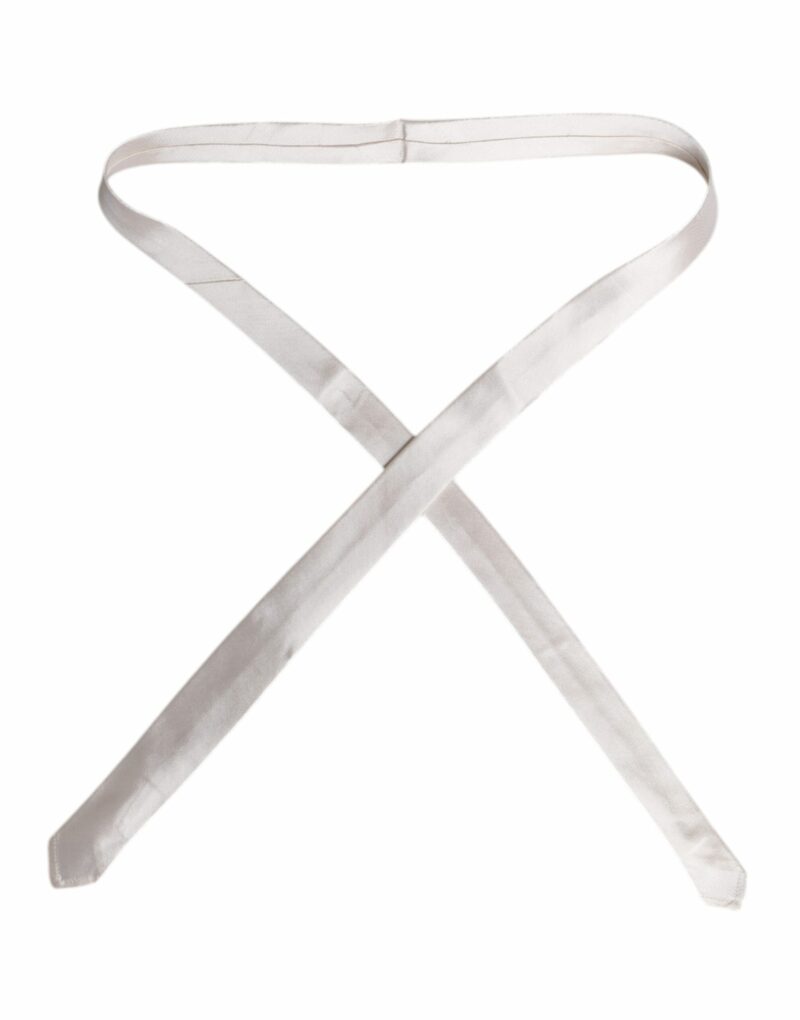 Dolce & Gabbana White Solid Silk Adjustable Necktie Tie - Image 4