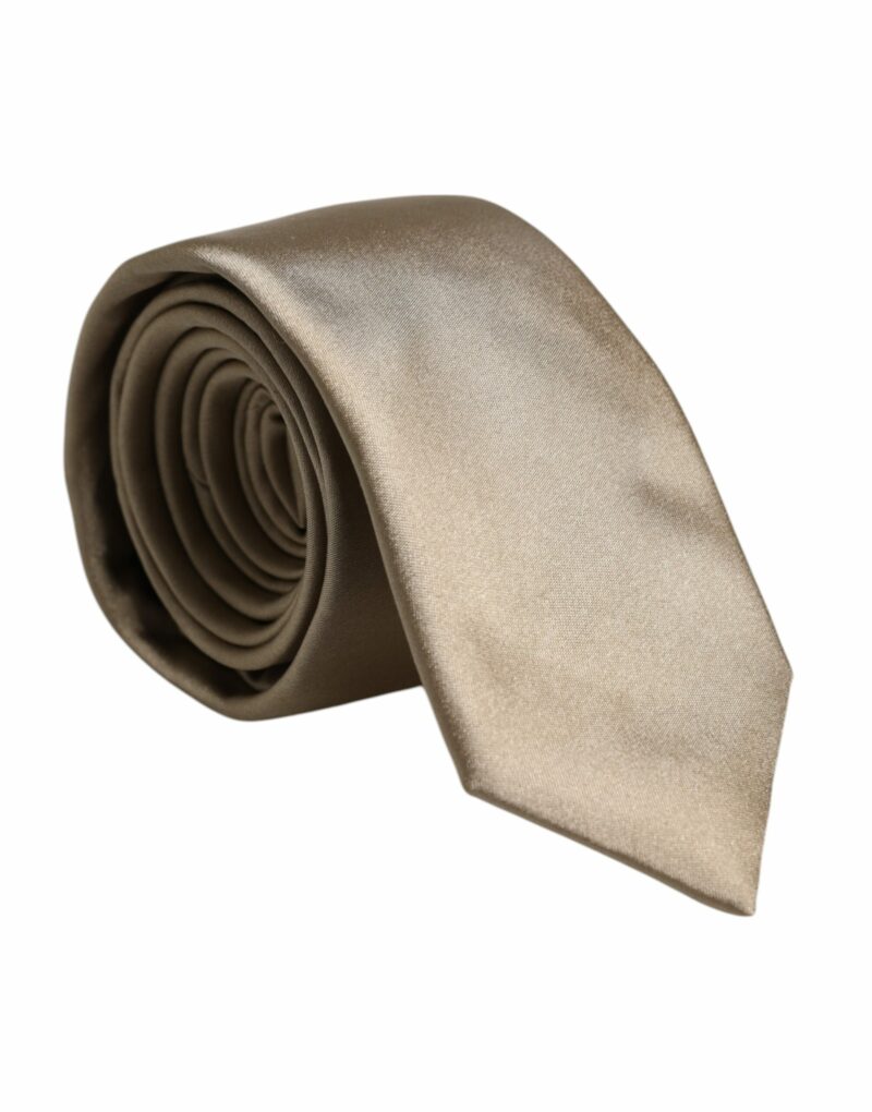 Dolce & Gabbana Beige Solid Silk Adjustable Necktie Tie - Image 2
