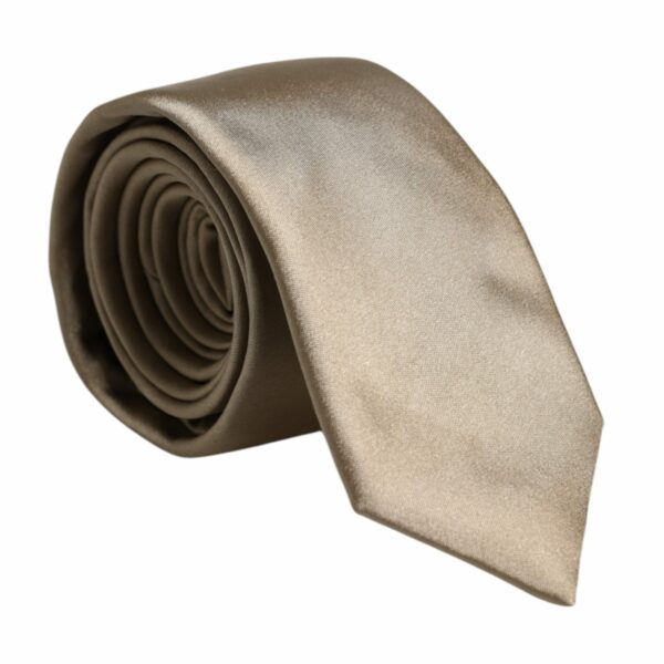 Dolce & Gabbana Beige Solid Silk Adjustable Necktie Tie