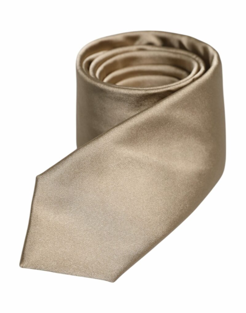 Dolce & Gabbana Beige Solid Silk Adjustable Necktie Tie - Image 3
