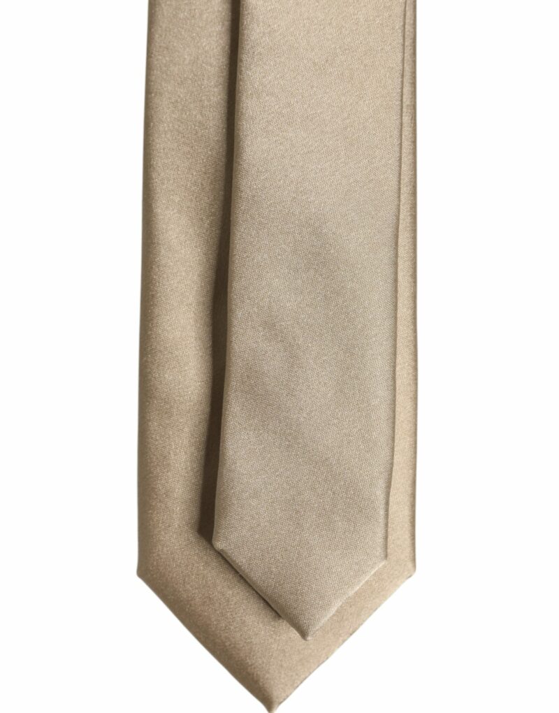 Dolce & Gabbana Beige Solid Silk Adjustable Necktie Tie - Image 5