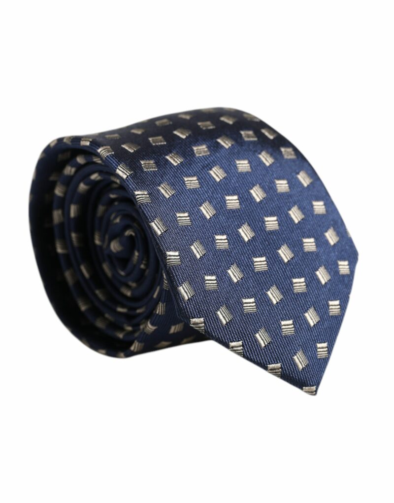 Dolce & Gabbana Blue Patterned Silk Adjustable Necktie Tie - Image 2