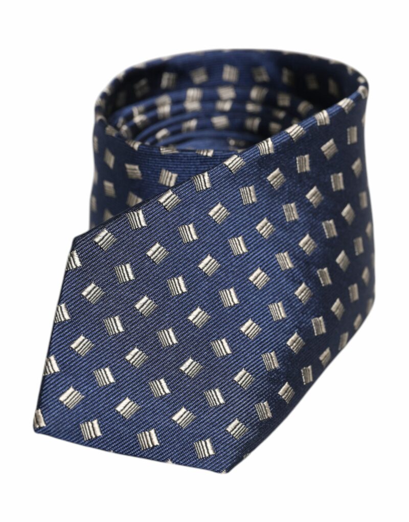 Dolce & Gabbana Blue Patterned Silk Adjustable Necktie Tie - Image 3