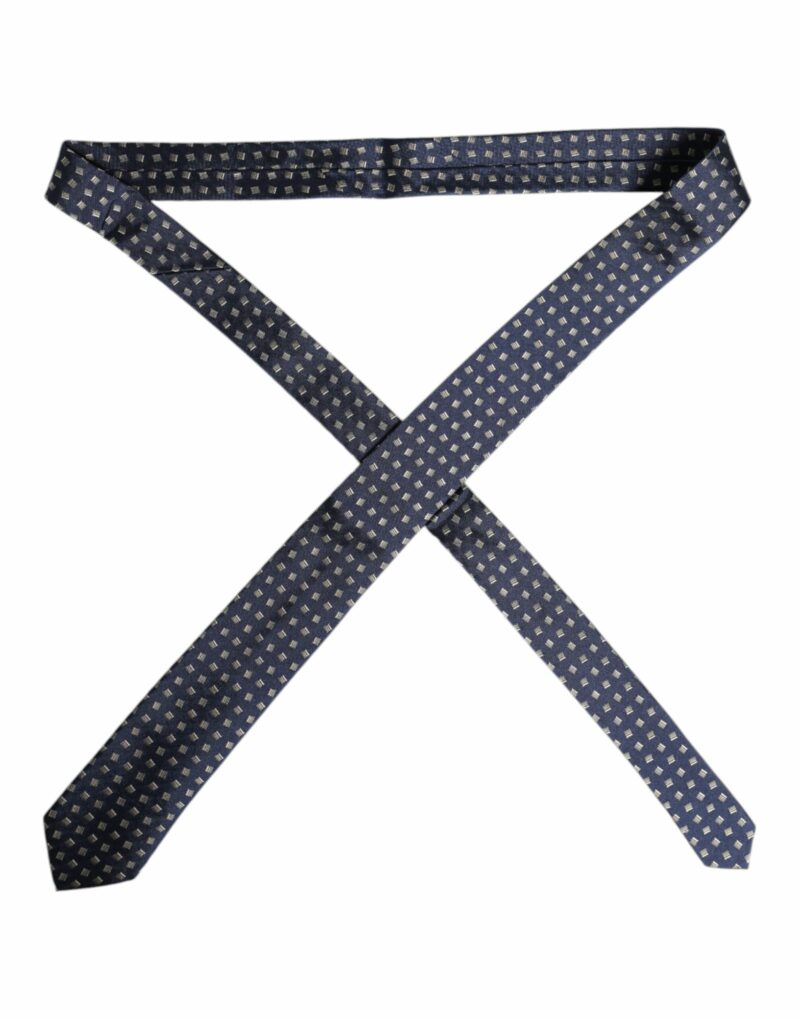 Dolce & Gabbana Blue Patterned Silk Adjustable Necktie Tie - Image 4
