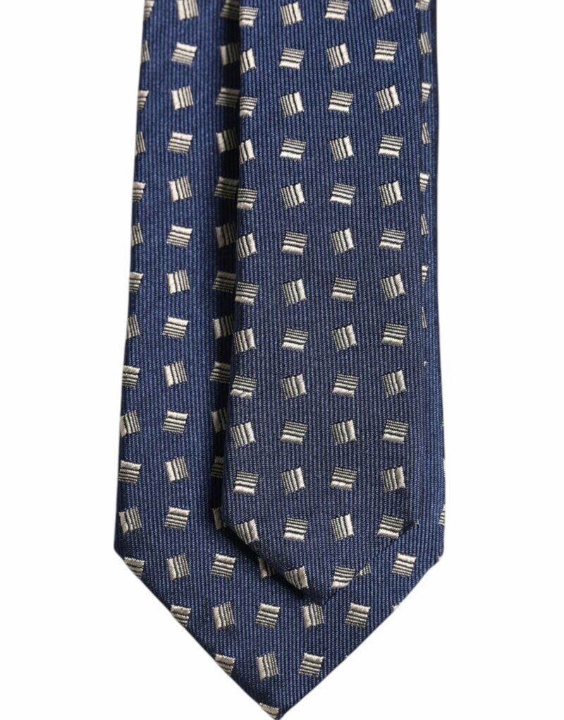 Dolce & Gabbana Blue Patterned Silk Adjustable Necktie Tie - Image 5