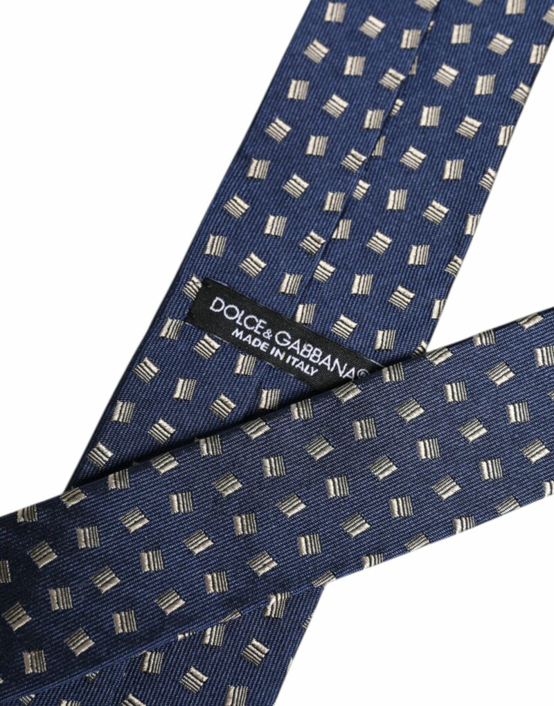 Dolce & Gabbana Blue Patterned Silk Adjustable Necktie Tie - Image 6