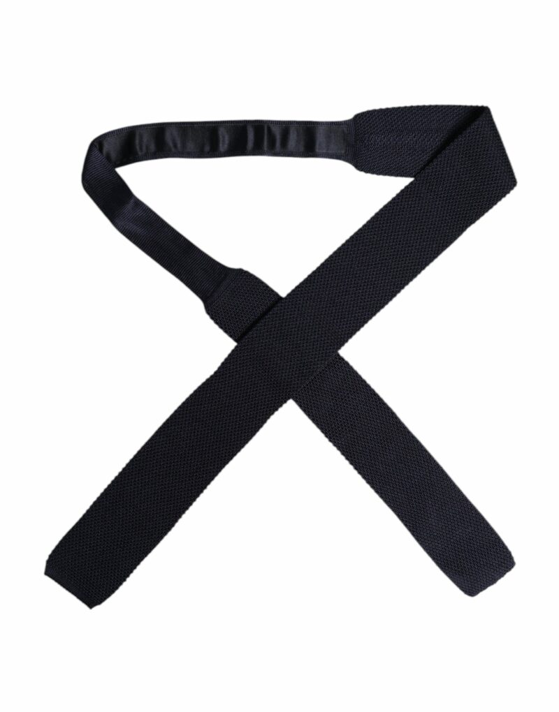 Dolce & Gabbana Dark Blue Silk Adjustable Necktie Tie - Image 4