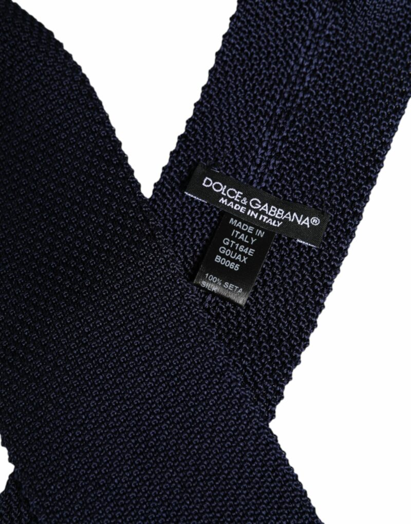 Dolce & Gabbana Dark Blue Silk Adjustable Necktie Tie - Image 6