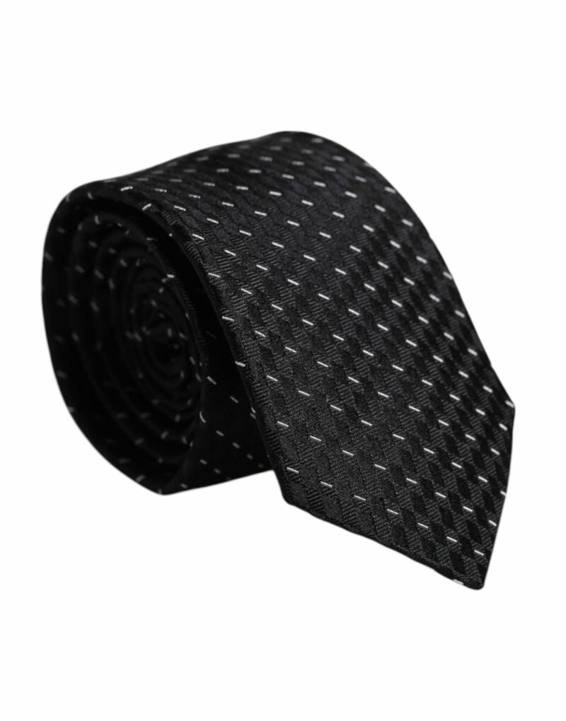 Dolce & Gabbana Black Patterned Silk Adjustable Necktie Tie - Image 2