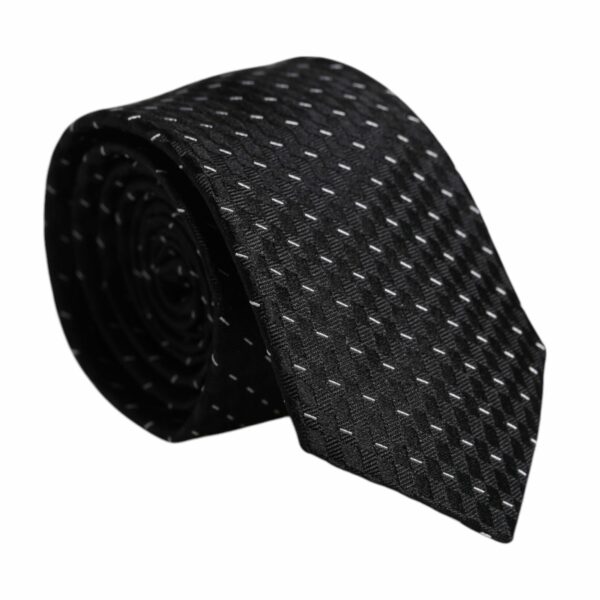 Dolce & Gabbana Black Patterned Silk Adjustable Necktie Tie